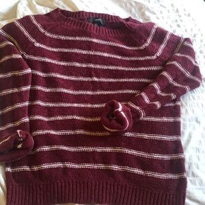 Maroon and white stripped sweater